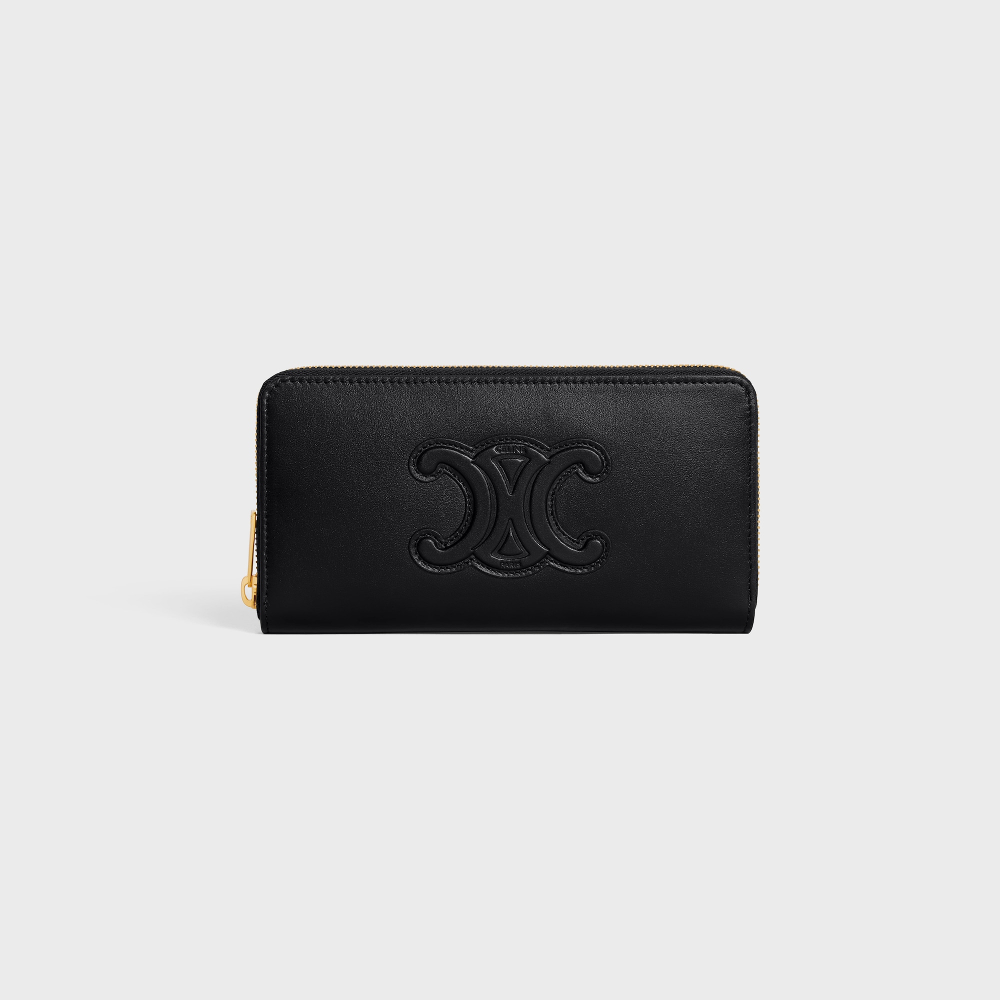LARGE ZIPPED WALLET CUIR TRIOMPHE IN SMOOTH CALFSKIN BLACK - Image 1